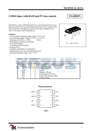 INA8583N datasheet - CMOS timer with RAM and I2C-bus control.