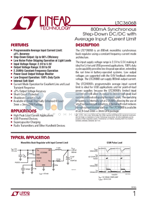 LTC3606BEDDPBF datasheet - 800mA Synchronous Step-Down DC/DC with Average Input Current Limit