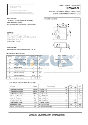 INC5001AC1 datasheet - FOR LOW FREQUENCY AMPLIFY APPLICATION SILICON NPN EPITAXIAL TYPE (mini type)