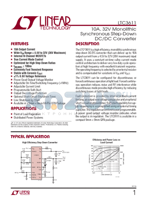 LTC3611IWP datasheet - 10A, 32V Monolithic Synchronous Step-Down DC/DC Converter