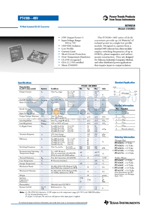 PT4101A datasheet - 15 Watt Isolated DC-DC Converter