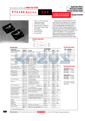 PT4100-24V datasheet - 15 WATT 24V TO 5V/12V/15V ISOLATED DC-DC CONVERTER