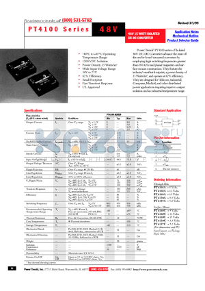 PT4103C datasheet - 48V 15 WATT ISOLATED DC-DC CONVERTER