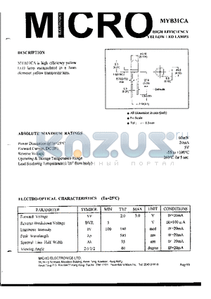 MYB31CA datasheet - HIGH EFFICIENCY YELLOW LED LAMPS