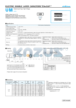 JUMT1105MHD datasheet - ELECTRIC DOUBLE LAYER CAPACITORS EVerCAP