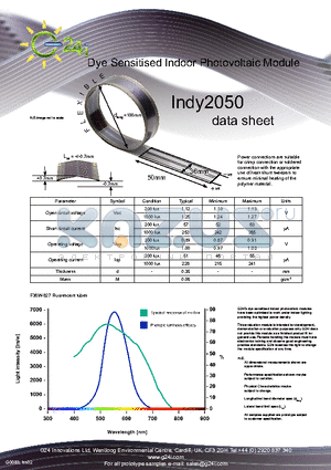 INDY2050 datasheet - Dye Sensitised Indoor Photovoltaic Module