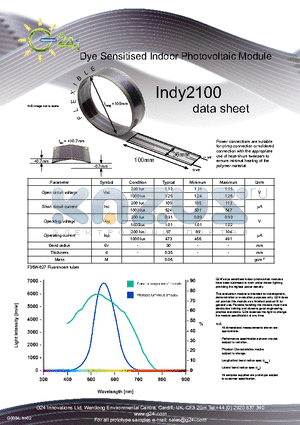 INDY2100 datasheet - Dye Sensitised Indoor Photovoltaic Module