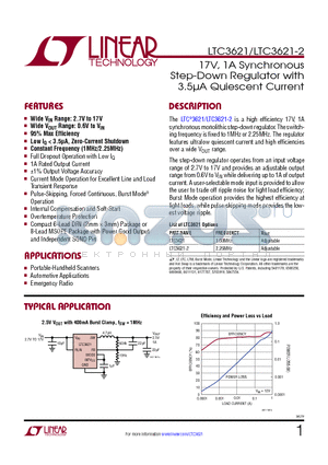 LTC3646-1 datasheet - 17V, 1A Synchronous Step-Down Regulator with 3.5lA Quiescent Current