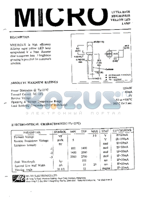 MYE39TA-1 datasheet - ULTRA HIGH BRIGHTNESS YELLOW LED LAMP