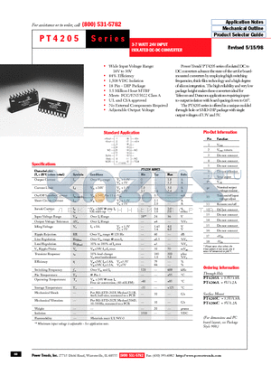 PT4206A datasheet - 3-7 WATT 24V INPUT ISOLATED DC-DC CONVERTER