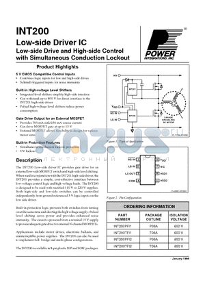 INT200PFI1 datasheet - Low-side Drive and High-side Control with Simultaneous Conduction Lockout