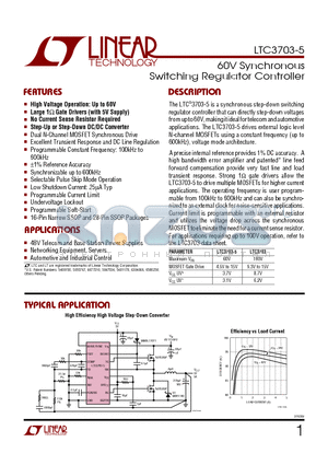LTC3703EG-5 datasheet - 60V Synchronous Switching Regulator Controller