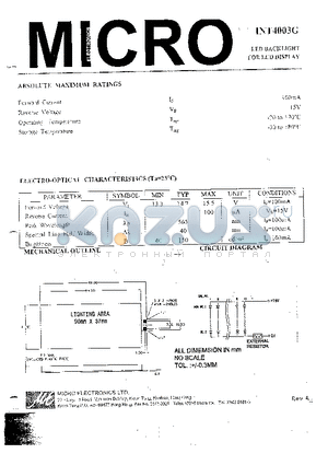 INT4003G datasheet - LED BACKLIGHT FOR LCD DISPLAY