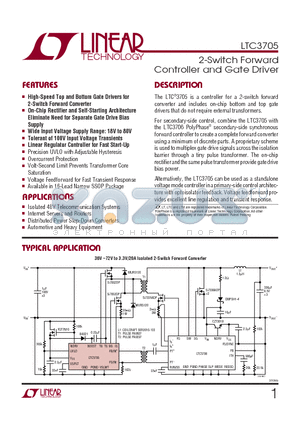 LTC3705 datasheet - 2-Switch Forward Controller and Gate Driver