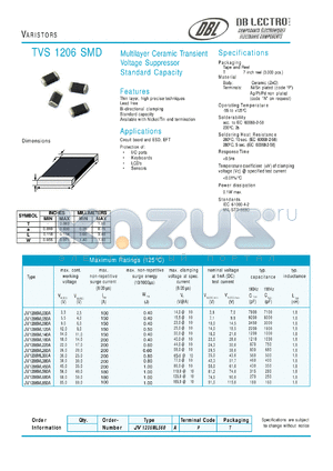 JV1206ML180A datasheet - VARISTORS (Multilayer Ceramic Transient Voltage Suppressor Standard Capacity)