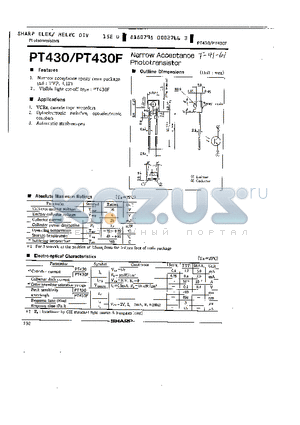 PT430 datasheet - Narrow Acceptance Phototransistor