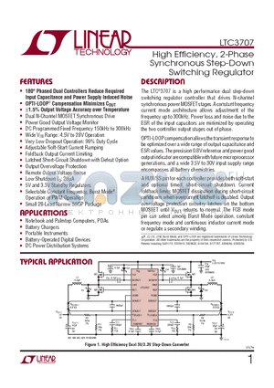 LTC3707IGN-TR datasheet - High Effi ciency, 2-Phase Synchronous Step-Down Switching Regulator