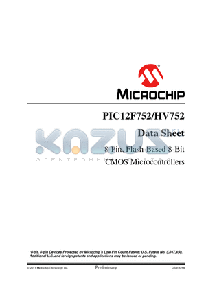 PIC12F752 datasheet - 8-Pin Flash-Based 8-Bit CMOS Microcontrollers
