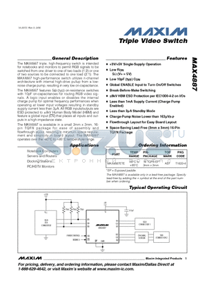 MAX4887 datasheet - Triple Video Switch