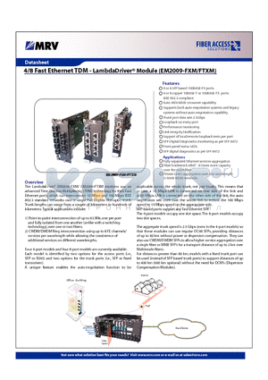 EM2009-FTXM4-P datasheet - 4/8 Fast Ethernet TDM - LambdaDriver Module (EM2009-FXM/FTXM)