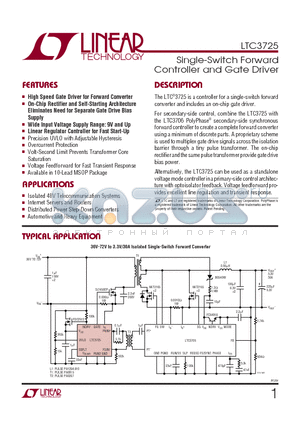 LTC3725IMSETRPBF datasheet - Single-Switch Forward Controller and Gate Driver