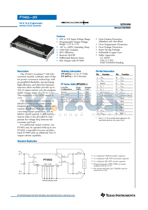 PT4452 datasheet - 100-W 30-A Programmable Isolated DC/DC Converter