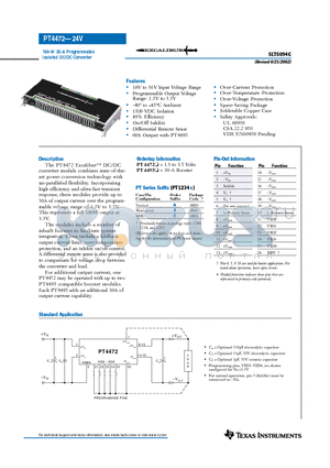 PT4470 datasheet - 100-W 30-A Programmable Isolated DC/DC Converter