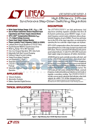 LTC3727EUH-1 datasheet - High Efficiency, 2-Phase Synchronous Step-Down Switching Regulators