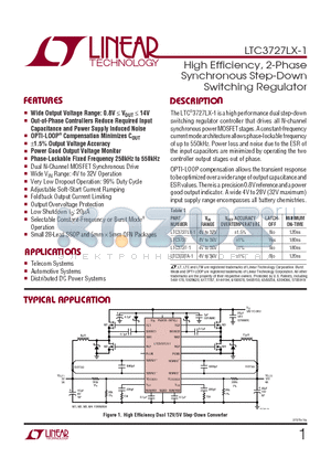 LTC3727LXEG-1 datasheet - High Efficiency, 2-Phase Synchronous Step-Down Switching Regulator