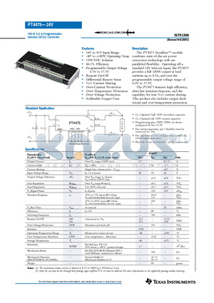 PT4475 datasheet - 100-W 8.5-A Programmable Isolated DC/DC Converter