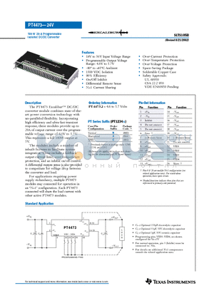 PT4473N datasheet - 100-W 20-A Programmable Isolated DC/DC Converter