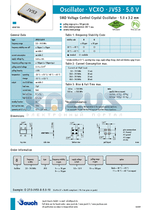 JV53-5.0V datasheet - SMD Voltage Control Crystal Oscillator