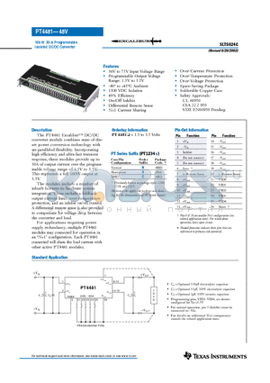 PT4481A datasheet - 100-W 30-A Programmable Isolated DC/DC Converter