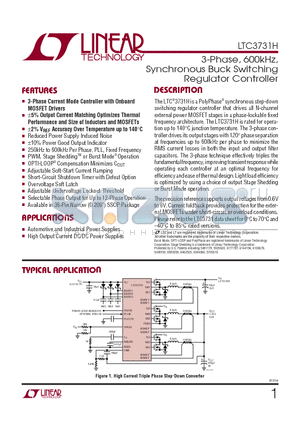 LTC3731HG datasheet - 3-Phase, 600kHz, Synchronous Buck Switching Regulator Controller