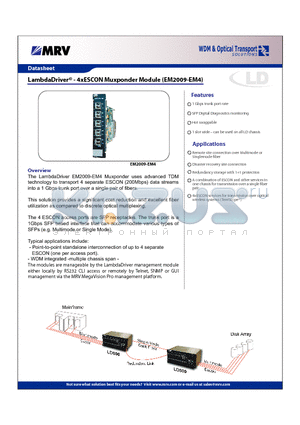 EM2009-EM4 datasheet - LambdaDriver 4xESCON Muxponder Module (EM2009-EM4)