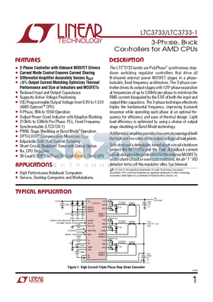 LTC3733CUHF-1 datasheet - 3-Phase, Buck Controllers for AMD CPUs