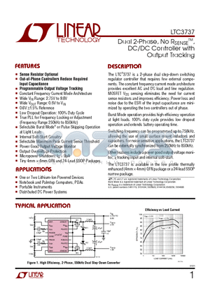 LTC3737 datasheet - Dual 2-Phase, No RSENSE DC/DC Controller with Output Tracking