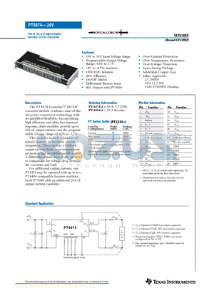 PT4494 datasheet - 100-W 20-A Programmable Isolated DC/DC Converter
