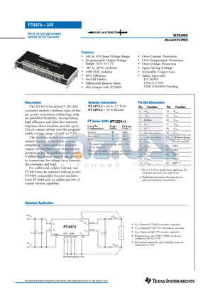 PT4494C datasheet - 100-W 20-A Programmable Isolated DC/DC Converter