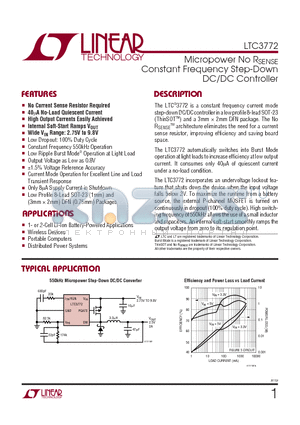 LTC3772EDDB datasheet - Micropower No RSENSE Constant Frequency Step-Down DC/DC Controller