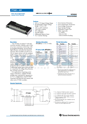 PT4499 datasheet - 100-W 30-A Programmable Isolated DC/DC Converter