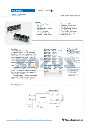 PT4522A datasheet - 20-W 48-V Input Isolated DC/DC Converter