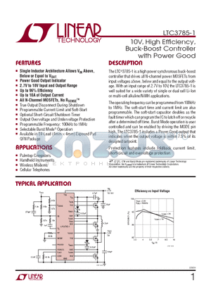 LTC3785EUF-1-PBF datasheet - 10V, High Effi ciency, Buck-Boost Controller with Power Good