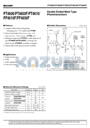 PT4600F datasheet - Double Ended Mold Type Phototransistors