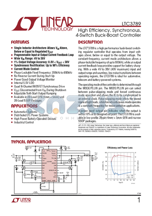 LTC3789 datasheet - High Efficiency, Synchronous, 4-Switch Buck-Boost Controller