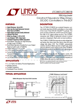 LTC3801_1 datasheet - Micropower Constant Frequency Step-Down DC/DC Controllers in ThinSOT