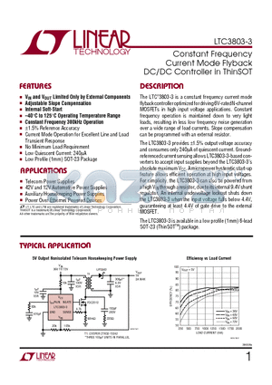LTC3803ES6-3 datasheet - Constant Frequency Current Mode Flyback DC/DC Controller in ThinSOT