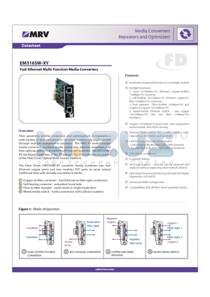 EM316SW-XY datasheet - Fast Ethernet Multi-Function Media Converters