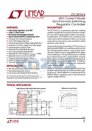 LTC3810EUH-5-TR datasheet - 60V Current Mode Synchronous Switching Regulator Controller