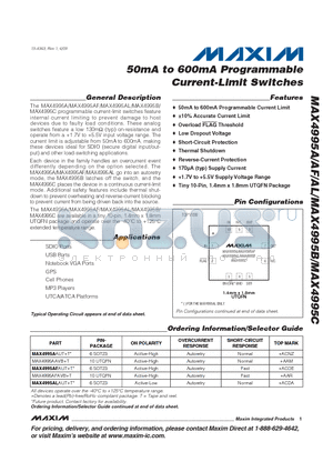 MAX4995A_09 datasheet - 50mA to 600mA Programmable Current-Limit Switches